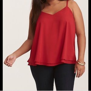 Torrid RED MATTE SATIN DOUBLE LAYERED CAMI